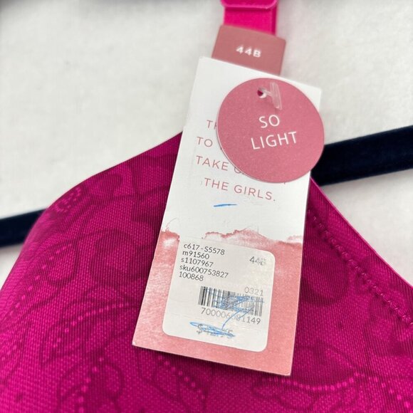 Cacique Lightly Lined T-Shirt Bra Size 44B Pink Floral Underwire NEW - Picture 5 of 8